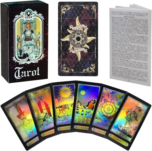 Jzhen Cartas del Tarot para Principiantes, Baraja de 78 Cartas de Tarot con Guía, Tarot de Aprendizaje, Baraja de Tarot Clásica, Herramienta de Adivinación (Versión Inglesa)