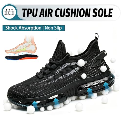 Image of Breathable Steel Toe Sneakers for Women Lightweight Puncture Proof Work Shoes Non Slip Safety Tennis Shoes Comfortable for Construction Industrial Warehouse
