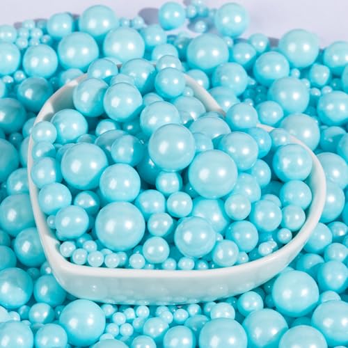 Image of Edible Pearl Sprinkles,Blue Pearl Sugar Sprinkles,130g /4.58oz Mix Size,Baking Edible Cake Decorations,Cupcake Toppers,Cookie Decorating Donuts Ice Cream Toppings,Wedding Birthday Easter Holiday Baby Shower Party Supplies