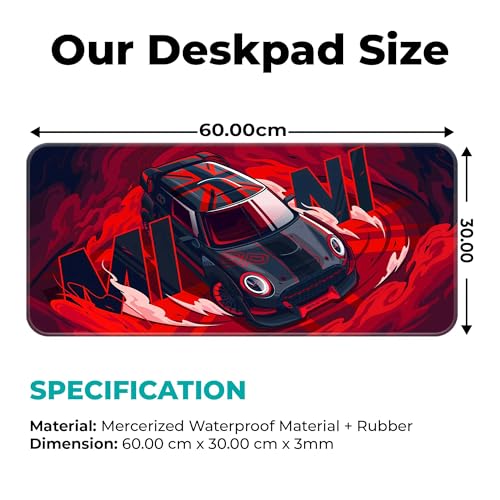 Image of Mini Cuper Gaming Pad 60X30CM - Extended Large with Stitched Edges, Non-Slip Rubber Base, Perfect for Gaming Setup, PC & Gaming Accessories