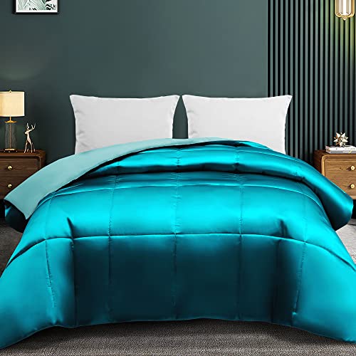 Yebeda Couettes 4 Saisons, Couette en Microfibre, Couette Chaude, Respirante et Hypoallergénique pour Les Personnes Allergiques, Turquoise, 220x240cm Cover