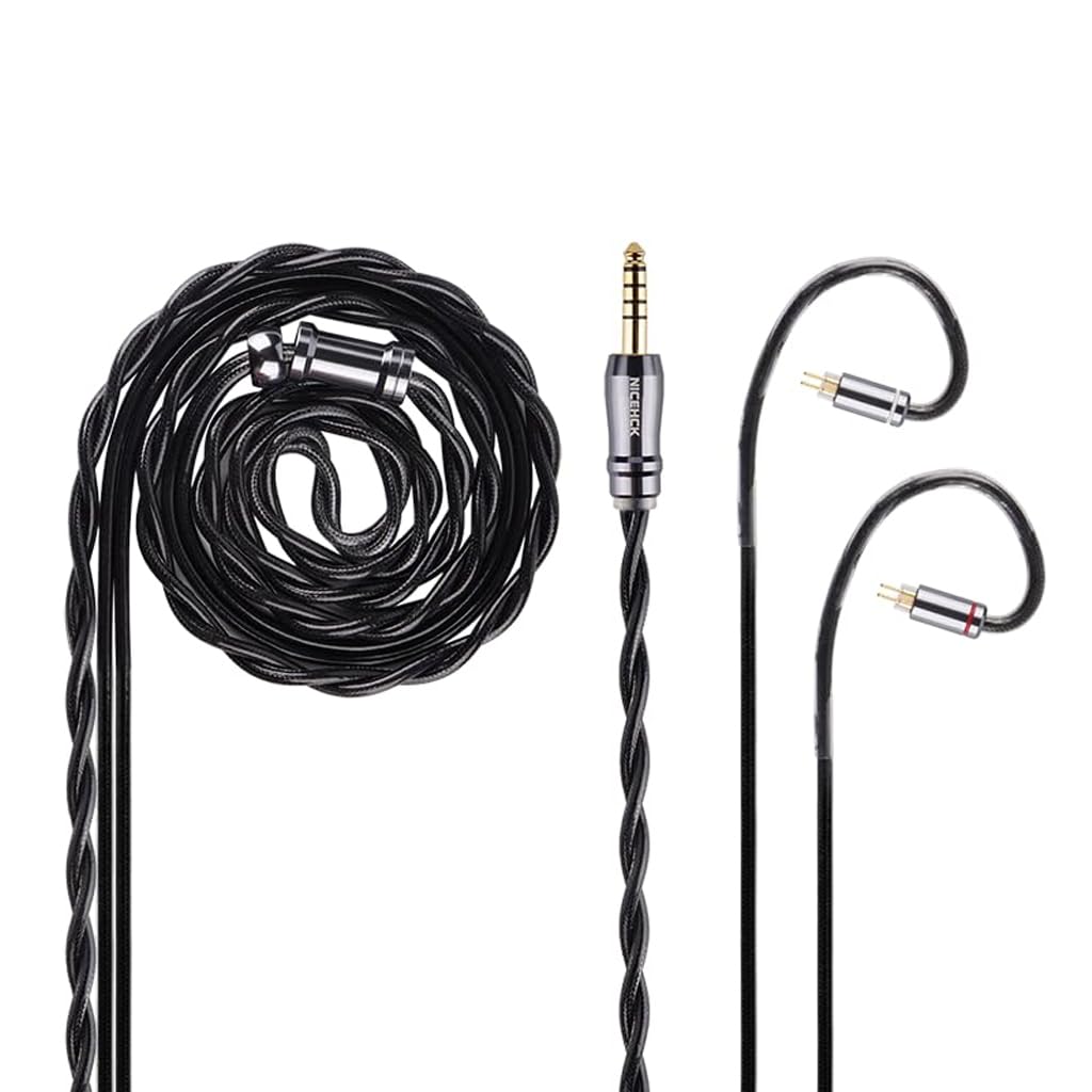 DuskAg 5N Silver HiFi IEM Upgrade Cable, 0.78mm 2Pin, 3.5mm & 4.4mm Termination, Pure Silver + OCC Shielding, High-Fidelity In-Ear Monitor Replacement Cable, Detachable Audio Cable (4.4mm)