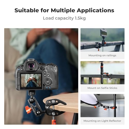 Image of K&F CONCEPT Double Super Clamp Camera Mount with 1 /4 inch Threads Metal Clamp