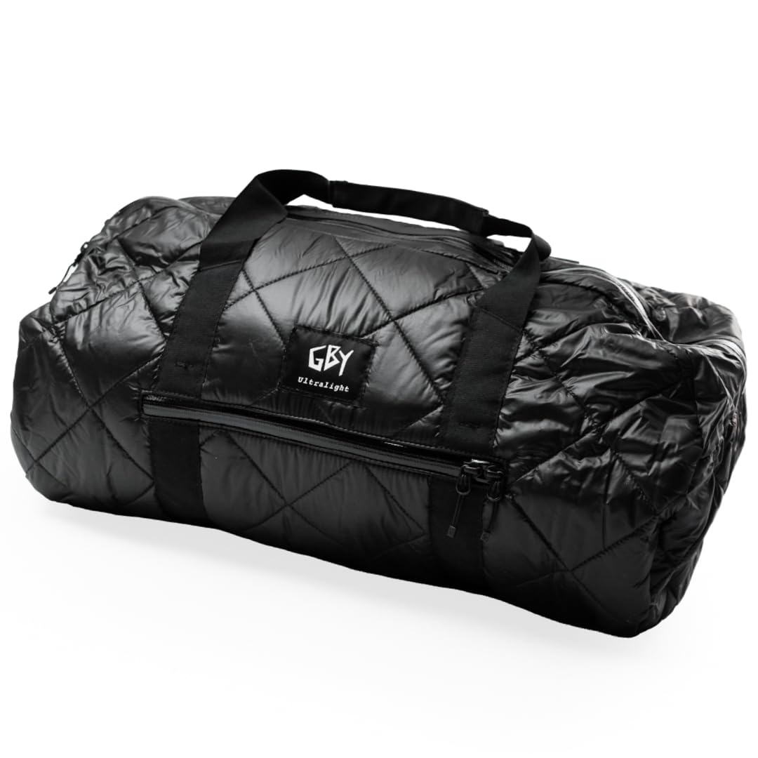 Quilted Duffle Bag - 20" Black Puffer Gym Bags for Men & Women, Lightweight Travel Bag, Ideal for Workout, Sports, Travel, Carry-On, 30L Waterproof