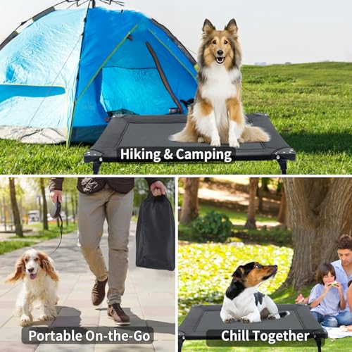 pozico Faltbares Erhöhtes Hundebett – Tragbares Haustierbett mit Metallrahmen, Waschbar & Atmungsaktiv – Ideal für Kleine/Mittelgroße Hunde & Katzen – Für Innen, Außen, Reisen & Camping, S