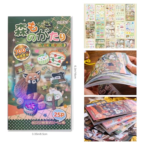 Image of Girl's Japanese Retro Sticker Book, 700+ Kawaii Old Showa Style Embroidered Stickers, Forest Story Theme for DIY Scrapbooking Journaling Handbook Decoration