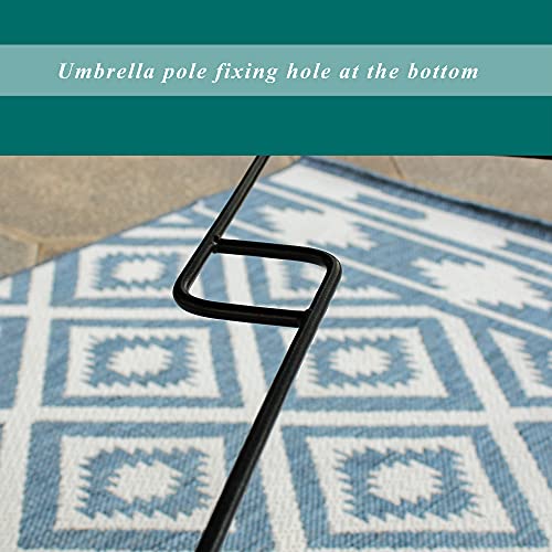 Bigroof Outdoor Patio 37" Square Dining Table Metal Steel Slat Backyard Bistro Table Outdoor Furniture Garden Table, With 1.57” Umbrella Hole, Black #TOP2