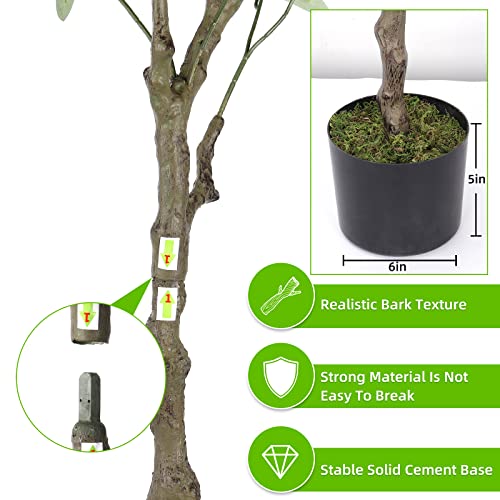 Artificial Olive Tree, 4Ft Faux Olive Tree Plant With Woven Planter And Moss, Realistic Olive Branch, Fake Silk Olive Tree In Pot For Home Office Garden Store Indoor Outdoor Decor, 508 Leaves(4Ft) #TOP1
