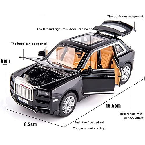 Image of DEUSON ECOM 1:32 Diecast Metal Car Model Cullinan Toy Car for Kids Sound and Light Pull Back, Black