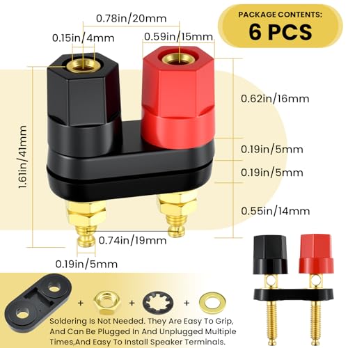 6 piezas Conectores Banana Aislados Chapados en Oro 4mm miniatura 2
