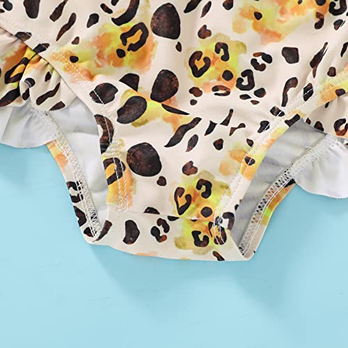 Image of YOUNGER TREE Toddler Swimsuit Girl 2-Pieces Leopard Bathing Suits Halter Top Bikini Bottoms Swimming Suit Kids Beach Swimwear