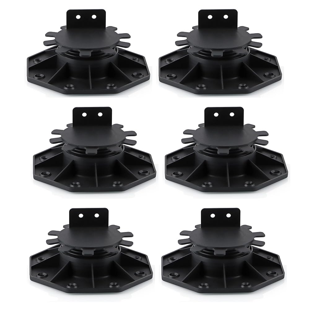 Oewwthy 6 Pcs Joist Support Pedestals, Adjustable Decking & Flooring Support Pedestal For Deck, Timber Base