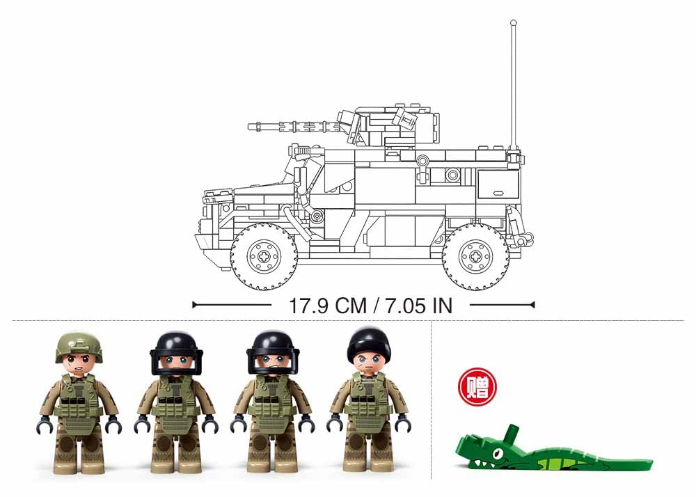 Sluban Typhoon VDVS, veicolo militare con statuette, kit da costruzione 1/35, 17,9 cm