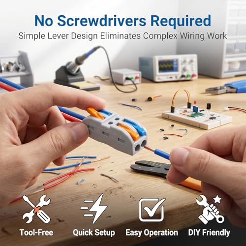 Image of XELYTON Wire Clip Connector, Universal Connection Terminals, Circuit Inline Splices Electric Connectors, Quick Connect & Freely Assemble Electrical Splicing Kit for Compact (2 In 2 Out, 20)