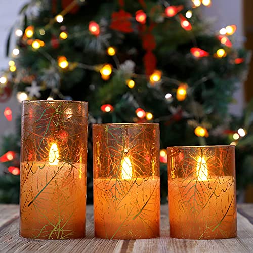 Flavcharm Maple Leaf Glass Flickering Flameless Candles Decorative Led Candles With Remote Fall Harvest Realistic Pillar Candle For Home Thanksgiving Fall Decor Halloween #TOP4