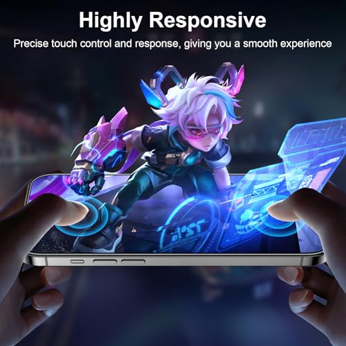 Image of Esanik 2-Pack for iPhone 14 Pro Max Sunset Color Privacy Screen Protector - Gradient Purple Anti-Spy Tempered Glass, Anti-Blue Light, Pink Military-Grade 9H Hardness,Shatterproof, Flawless Fit Tray