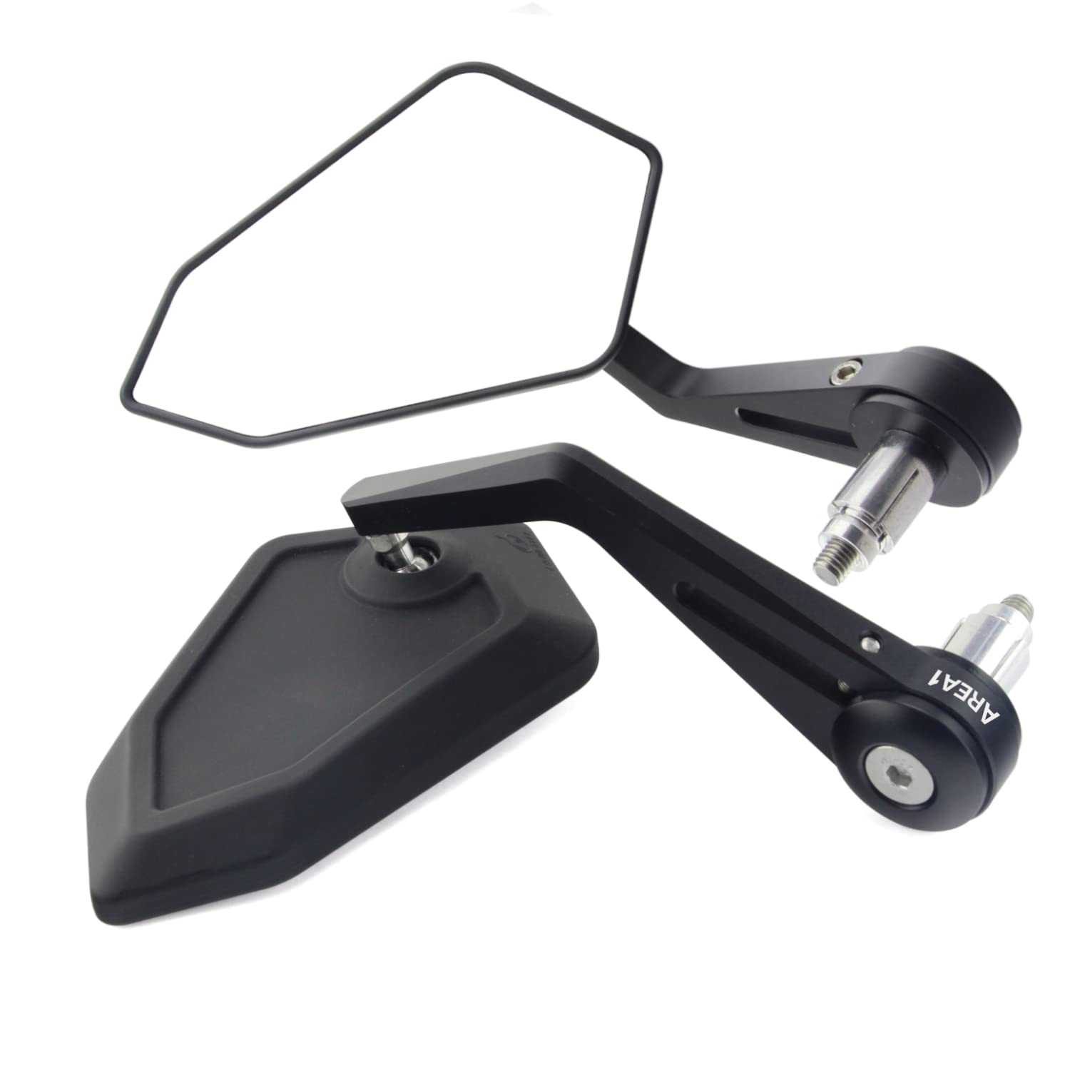 Area1 Espejos Retrovisores Moto para Manillar Universal Homologado, Negro, Par de Espejo Moto Manillar 7/8" 22mm compatible con Aprila