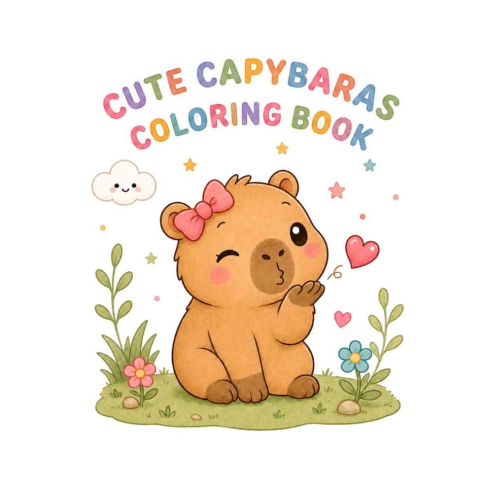 Cute Capybara Coloring Book for Kids Ages 4-8: Fun, Easy and Adorable Coloring Pages for Little Artists.