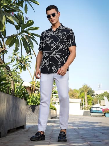 Image of Thomas Scott Mens | Half Sleeve | Embroidered Printed | Regular Fit | 100% Cotton | Casual Shirts