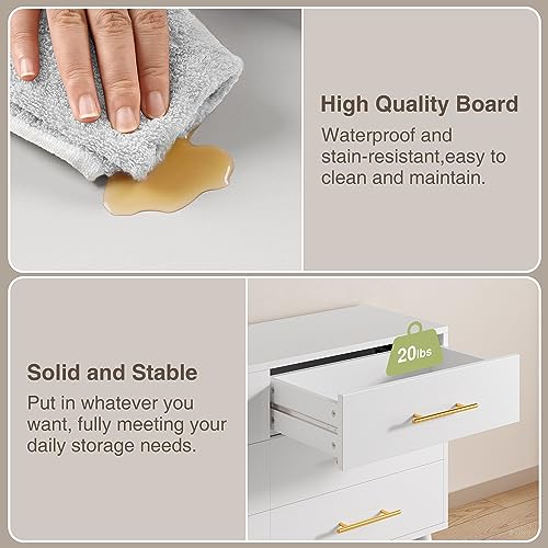 Aiho-6-Drawer-Dresser-for-Bedroom-Chest-of-Drawers-with-Metal-Handles-Wood-Storage-Dresser-Modern-Dresser-for-Nursery-Living-Room-Entryway-White-Dresser Aiho 6 Drawer Dresser for Bedroom Chest of Drawers with Metal Handles Wood Storage Dresser Modern Dresser for Nursery Living Room Entryway White Dresser
