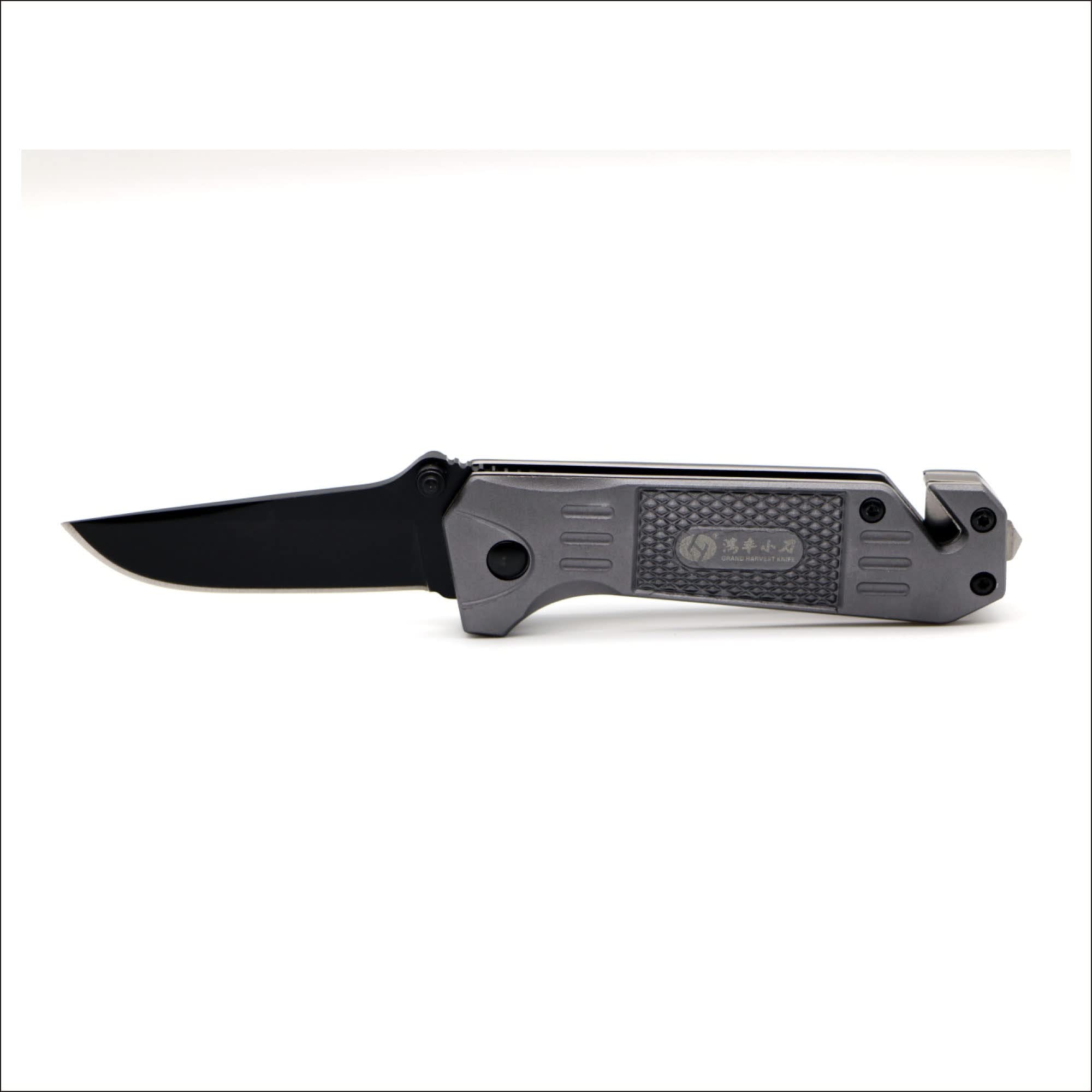 Folding Pocket Survival Knife 1075 Stainless Steel with Clip Window Punch and Slice Seat Belt for Outdoor Hiking