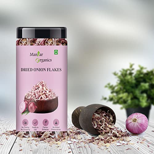 Image of ManHar Organics Dehydrated Red Onion Flakes 65g Jar | Dried Onion Flakes (Sukha Pyaz) | Red Onion Slices for Soups, Sauces, Gravies, Seasoning Blends & Everyday Cooking