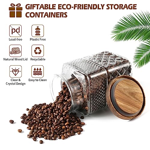 Ouloveco Glass Coffee Storage Jar With Lids Scoop Thicken Glass Coffee Canister Vintage Glass Food Containers For Ground Coffee Beans Nut Pasta Sugar Candy Spice Rice Loose Tea #TOP5