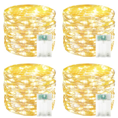 4 Pack 60 LED Fairy Lights Battery Operated with Timer, 20FT Waterproof Twinkle Lights Indoor Outdoor, Cuttable String L - Detailed View