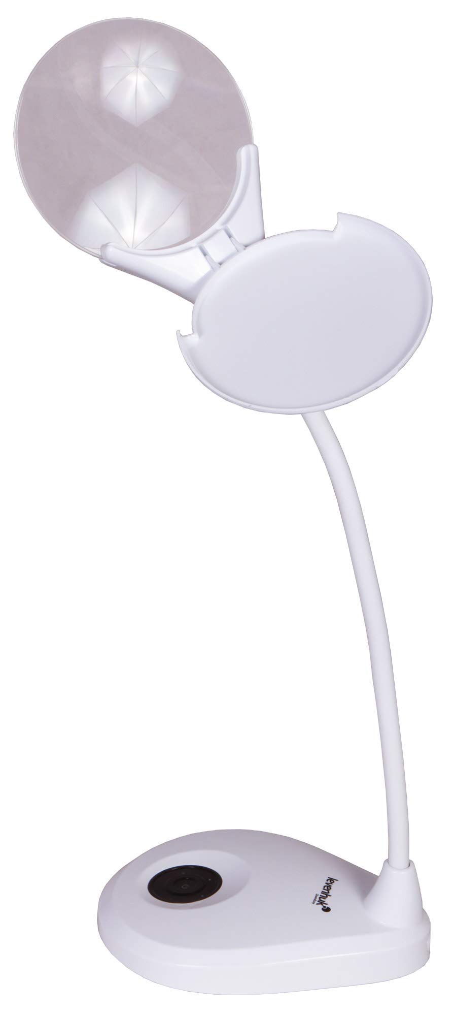 Lupa de Sobremesa Levenhuk Zeno Lamp ZL13 con Iluminación por LED, Ampliación de 2X, Cubierta Protectora y Brazo Flexible para Trabajar de Cerca, Color Blanco