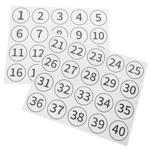STOBOK 40個 透明製自己粘着数字ラベル 防水仕様 教室 オフィス用 整理収納向け連番シール 保管箱や書類類に