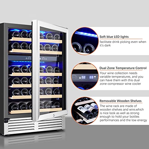 Image of BODEGA 24-Inch 46 Bottle Dual Zone Wine Fridge, Built-In or Freestanding