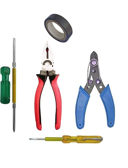 PEDWAL Hand Tool Kit with Combination Plier, Screwdriver, Wire Cutter, Electric Tape, Electric Tester (5 Tool)