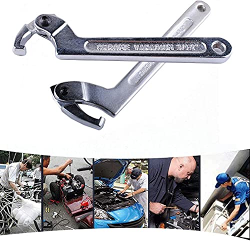 Adjustable C Spanner Hook Wrench Tool, Chrome Vanadium 3/4-2"(19-51Mm)+2-4 3/4"(51-121Mm) Spanner Set-Used to Tighten Side Slot Nuts on Collars, Lock Nuts and Bearings Collets - Image 5