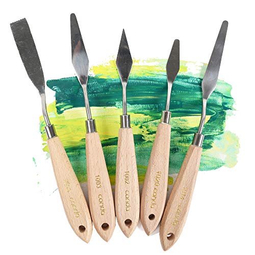 CONDA 11 Piece Stainless Steel Spatula Palette Knife Professional Palette Knife Painting Wood Handle - Thumbnail 4