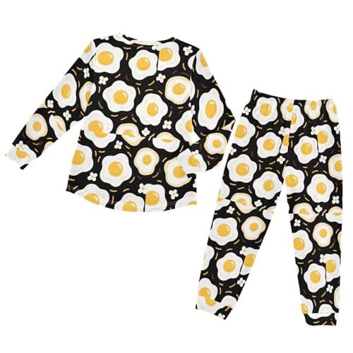 Fried Eggs Flower Soft Pajama Set for All Seasons,Breathable Pjs Long Sleeve Sleepwear,Comfy Loungewear 2 Piece Underwear Set 3T2