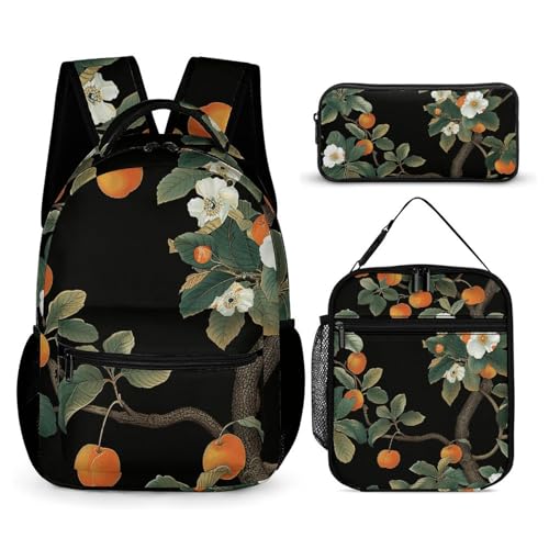 Sac à dos de voyage imprimé branchages avec trousse et sac repas