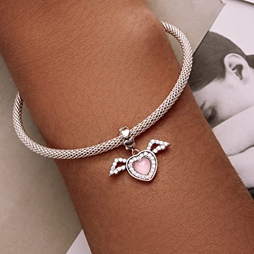 Colgante de plata de ley 925 de alas de amor, el regalo de joyería para mujer 4