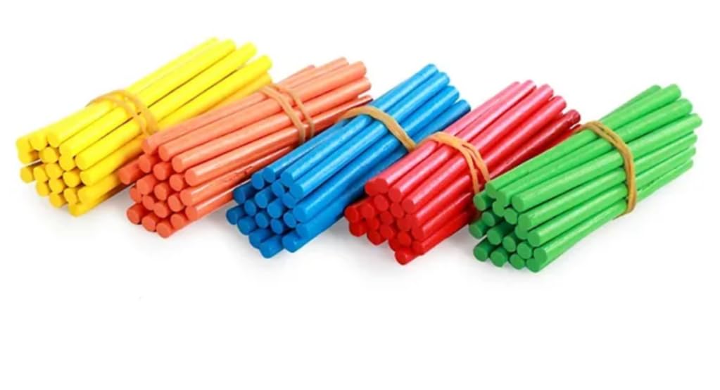 KavyaCraft Present 8 cm /3.15 in Small Wooden Sticks Round Dowel Rods Sticks for Crafts,Counting Sticks for Educational Maths for Kids & School Students (5 Colors) 50pcs-picture-10