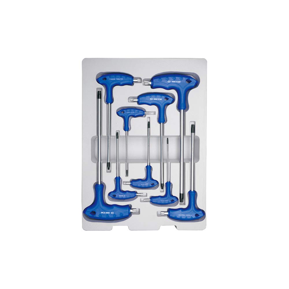 KING TONY 22309PR Thermoformé de Clés Mâles Torx® à Poignée en L, Set de 9