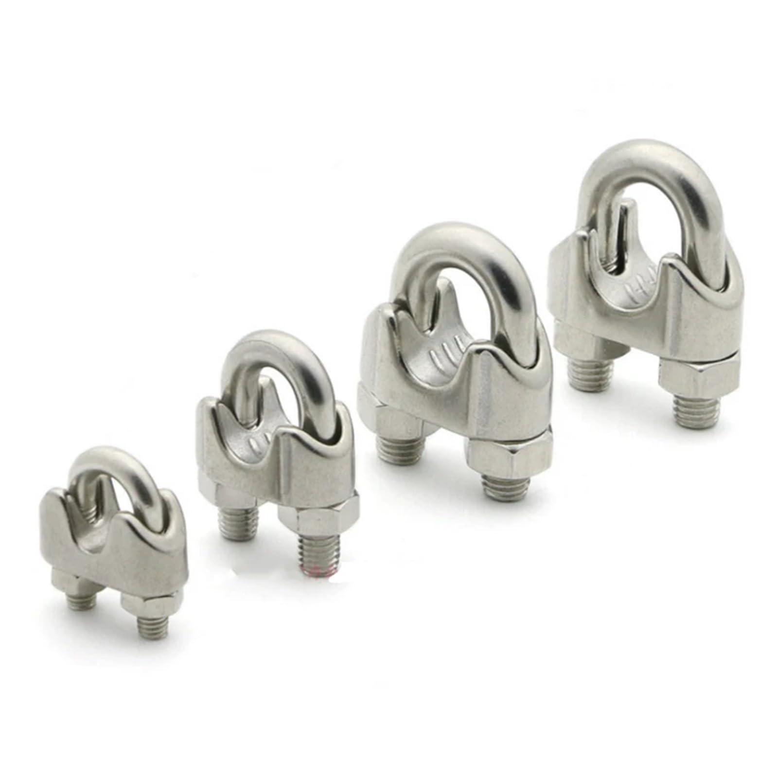 MIUYTRN 1-5PCS M2/3/4/5/6/8/10/12mm 304 Stal nierdzewna typu U Zacisk do liny stalowej Śruby kablowe Zaciski osprzętu do olinowania cuicui(2pcs M8)