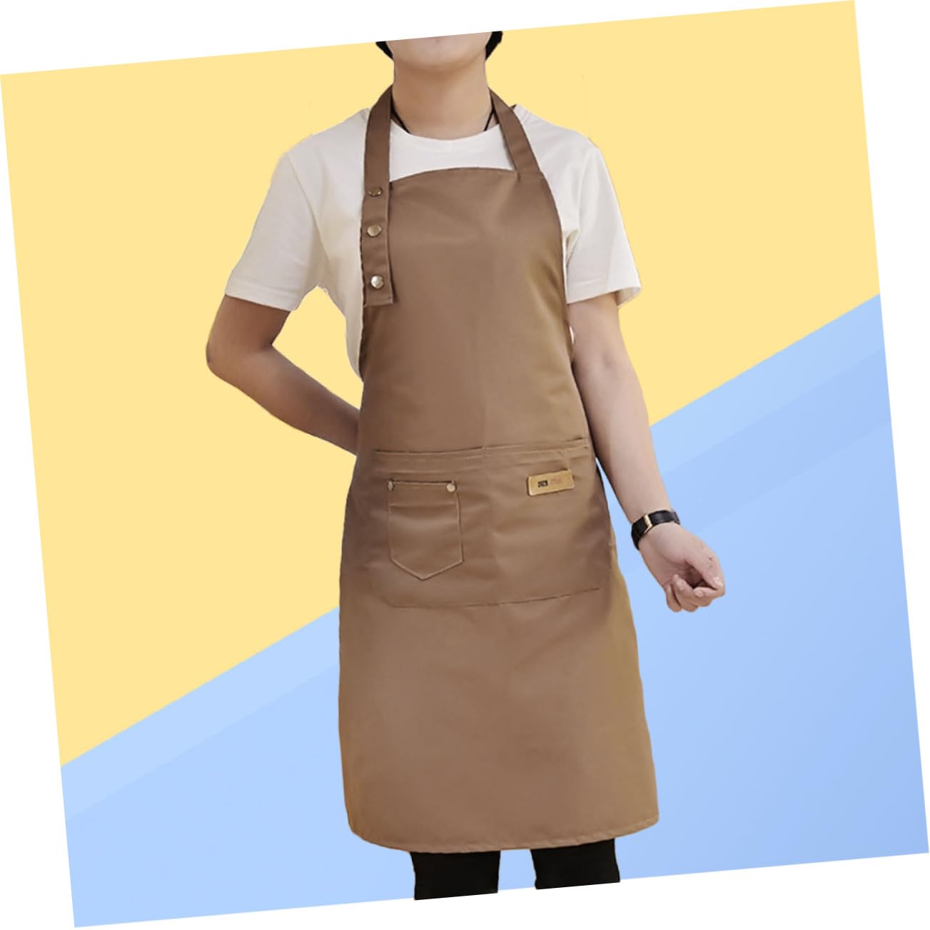 TOPBATHY Delantal De Cocina De 2 Piezas De Algodón Sólido Con Correa Para Colgar En El Cuello