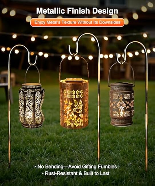 Hummingbird Solar Lanterns Outdoor Waterproof Garden Decor Birthday Gifts for Women, Mothers Day Gifts for Mom, Hanging Solar Lantern Decorations for Yard Patio Porch Deck Backyard Outside