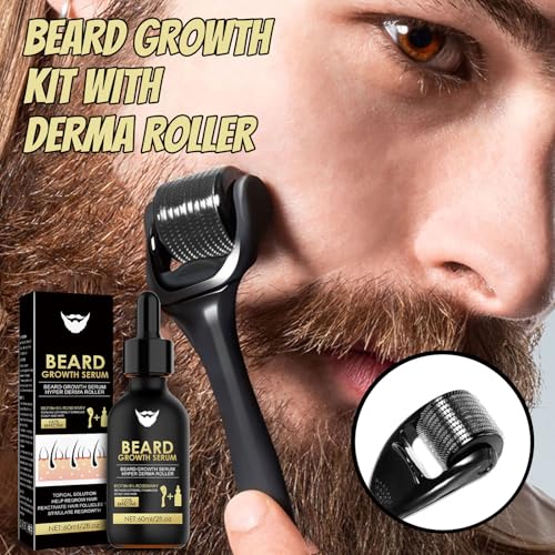 BloomBelle Beard Growth Serum with Derma Roller for Hair, Beard, Biotin Beard Growth Kit, Beard Roller, Rosemary Oil Beard Growth Oil, Rapid Growth & Thickening, Beard Grooming Kit For Men - Image 3