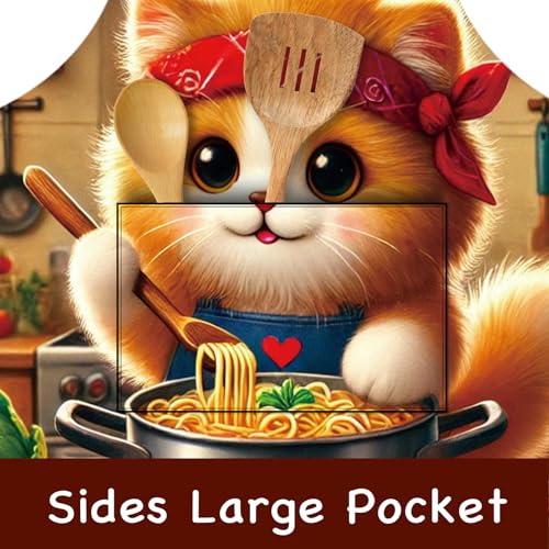 Image of Nuxovilar Cute Apron with Pockets, 26.77 * 30.7 Inches, Versatile for Meal Prep, Baking, Holiday Cooking