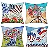Fukeen 4th of july decorations pillow covers 18×18 set of 4 red and blue stars and strips summer beach bicycle boots america floral throw pillows patriotic pillows independence day decor cushion case  urban country home decor