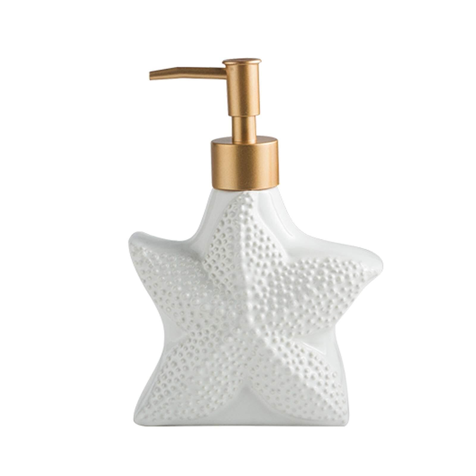 Hand Bathroom Ceramic Soap Dispenser Lotion Bottle Cosmetic Sub-Bottling Empty Pump Bottles Dish for Bathroom(B)
