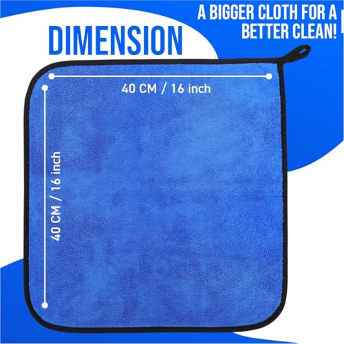 Image of Btag Microfiber Cleaning Cloth, 40x40 cms 600 GSM | Highly Absorbent,Lint and Streak Free, Multi-Purpose Wash Cloth for Kitchen,Car,Window,Stainless Steel,Silverwear(Dark Blue 40x40cms) Pack of 4