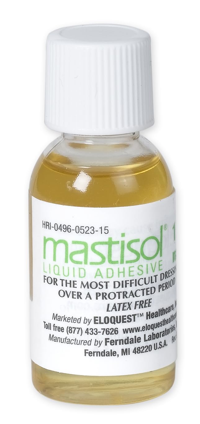 Mastisol Liquid Medical Adhesive - Long-Lasting Non-Water Soluble Skin Bond for Dressings, Tapes, & Devices, Latex-Free, CHG-Compatible, 15mL Bottle