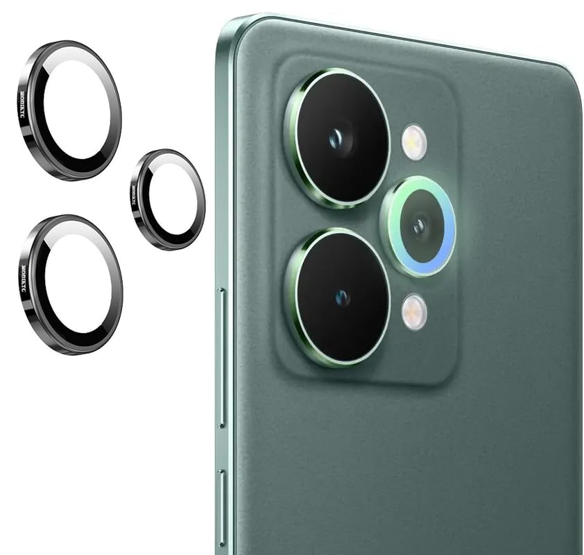 Image of Camera Glass Ring Lens Protector For Realme 15 Pro 5G, 9H Hardness,Full Coverage Camera Metal Ring Ultra-Thin /Clear /Black [Pack Of 1]