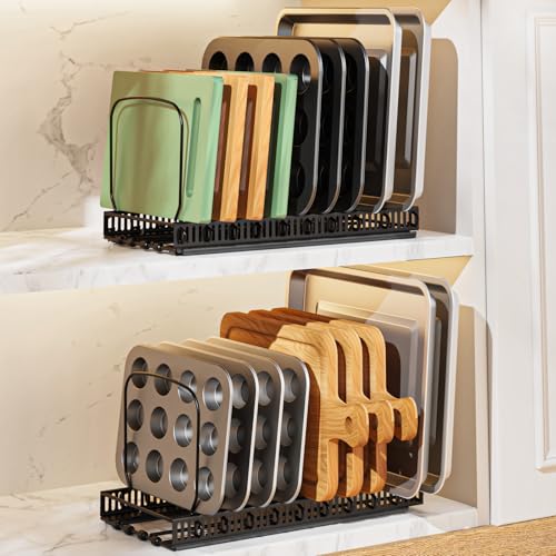 Housolution 2 Pack Baking Tray and Cookie Sheet Organizer, Cutting Board Organizer with 2 Using...